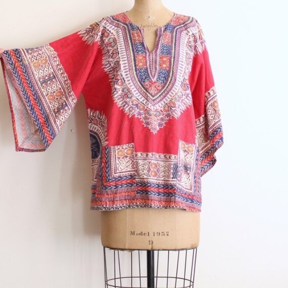 SOLD ON ETSY 💔 60s batik dashiki tunic top - Picture 4 of 8